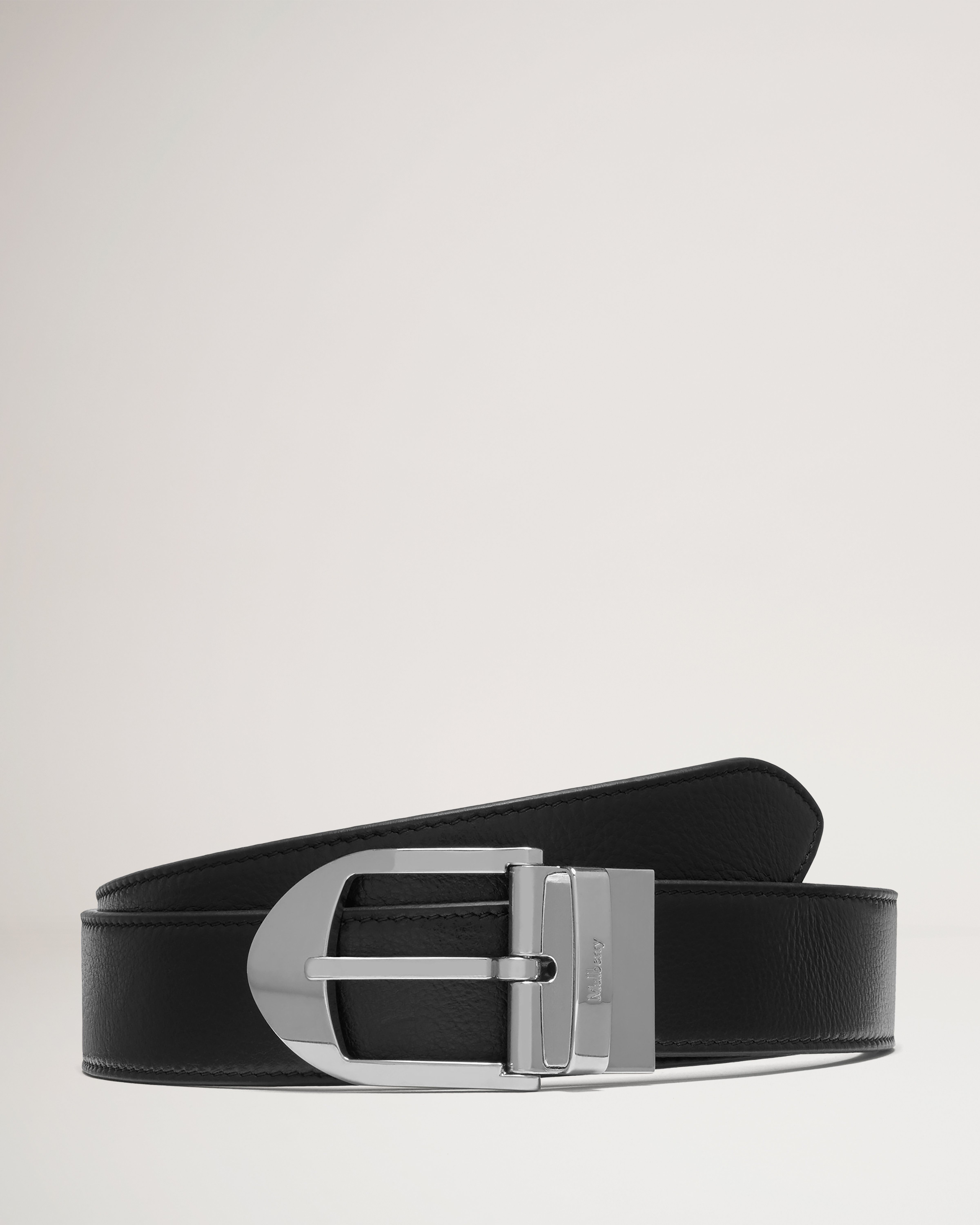 Men's Classic Gold/Silver V-Buckle Design Soft Calfskin Belt