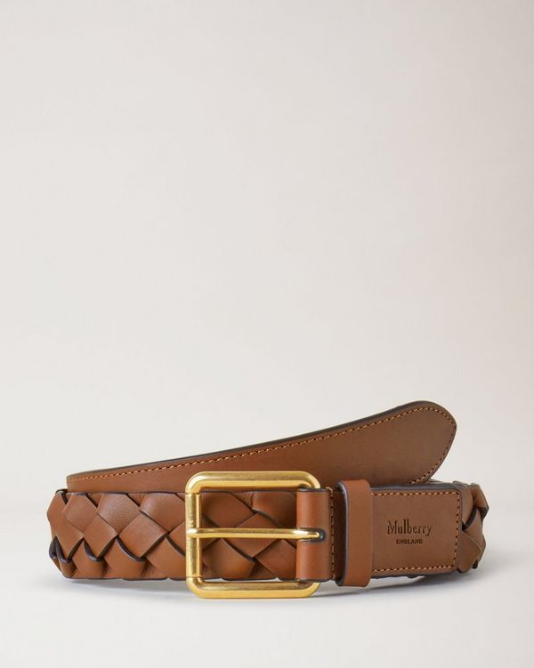 Brown Braided Belt in Calf Leather