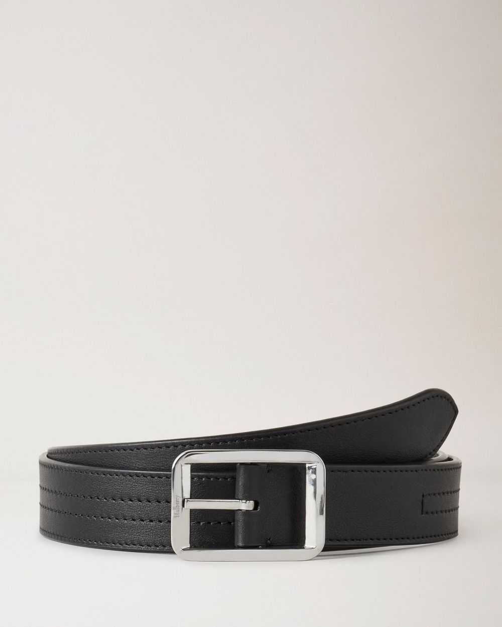 YSL-BLACK LEATHER REVERSIBLE BELT