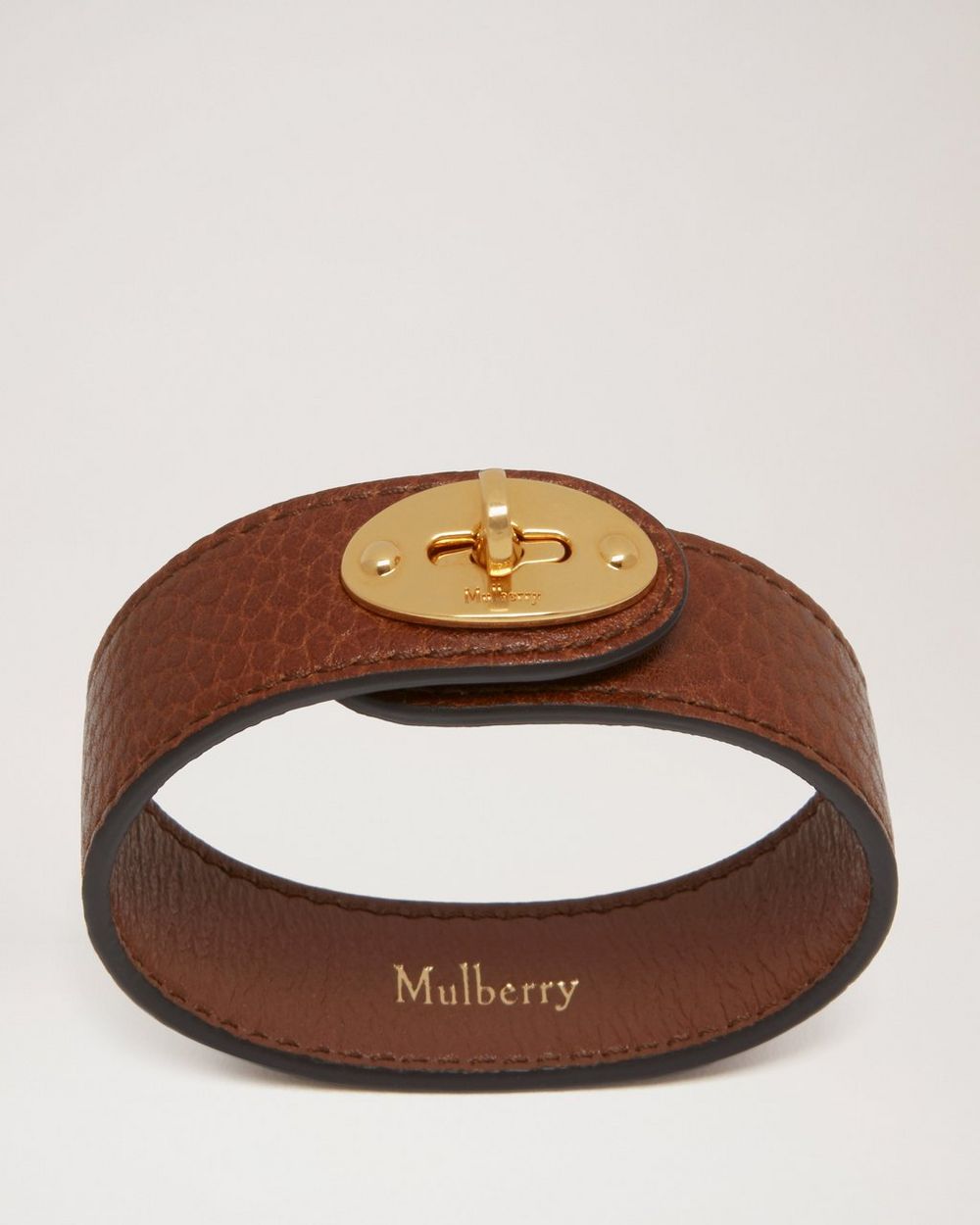 Iris Leather Bracelet  Oak Silky Calf & Gold plated Stainless