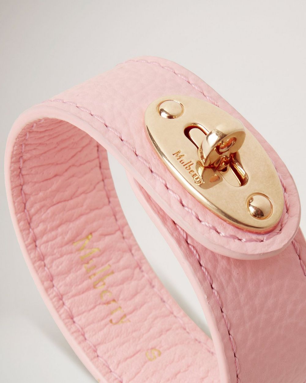 Bayswater Leather Bracelet Powder Rose Silky Calf & Gold plated Stainless Steel Women Mulberry