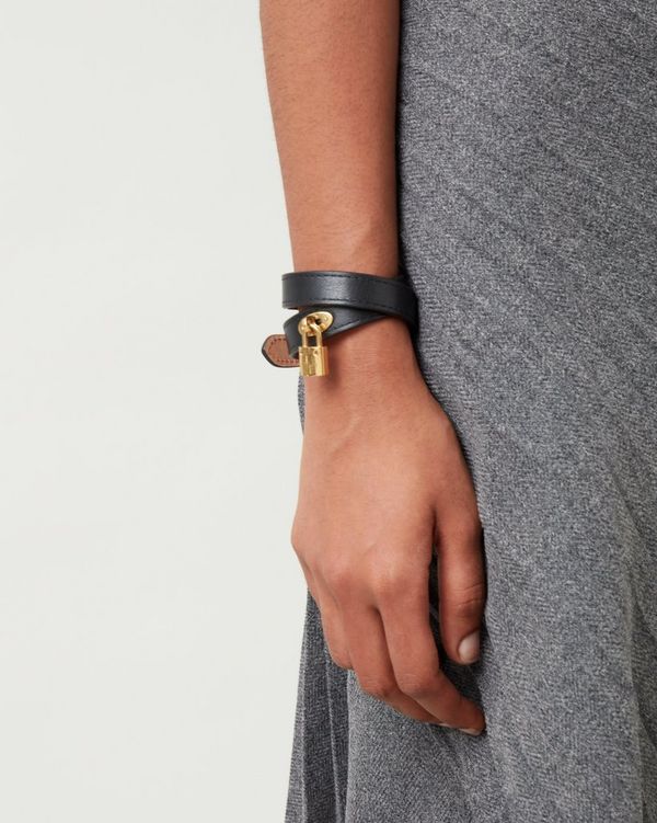 Louis Vuitton Lock Me Leather Bracelet - Gold-Tone Metal Wrap