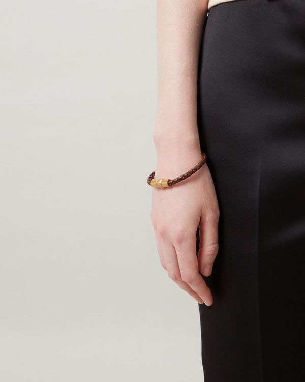 Louis Vuitton Tan w/Gold Hardware Leather Cuff Bracelet Size Small