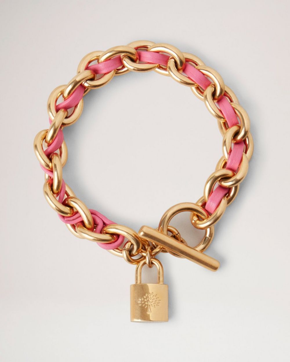 Gold Tone Monogram M Charm Double Toggle Bracelet