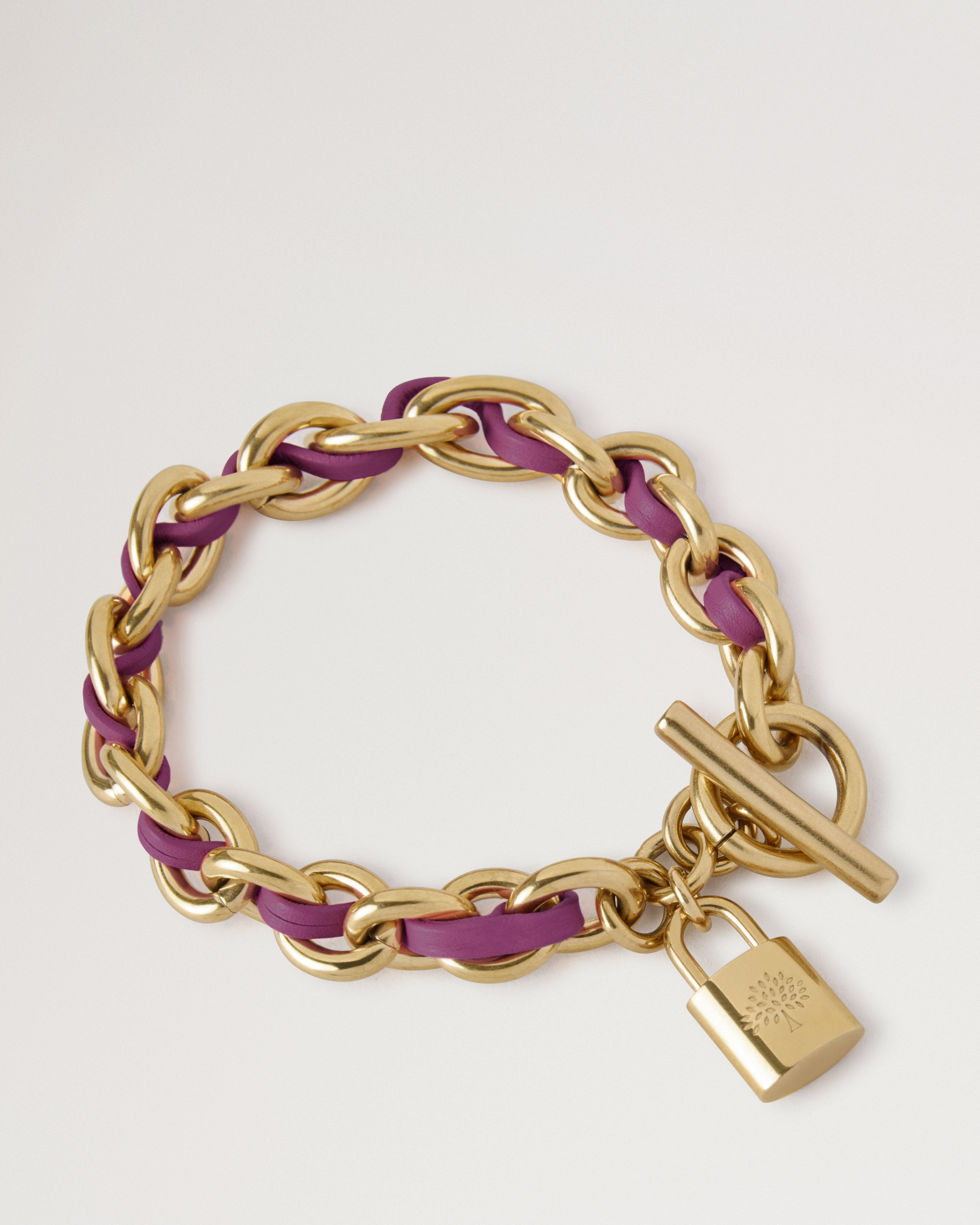 Mittelgroßes Lily Lederarmband mit Kettenelement