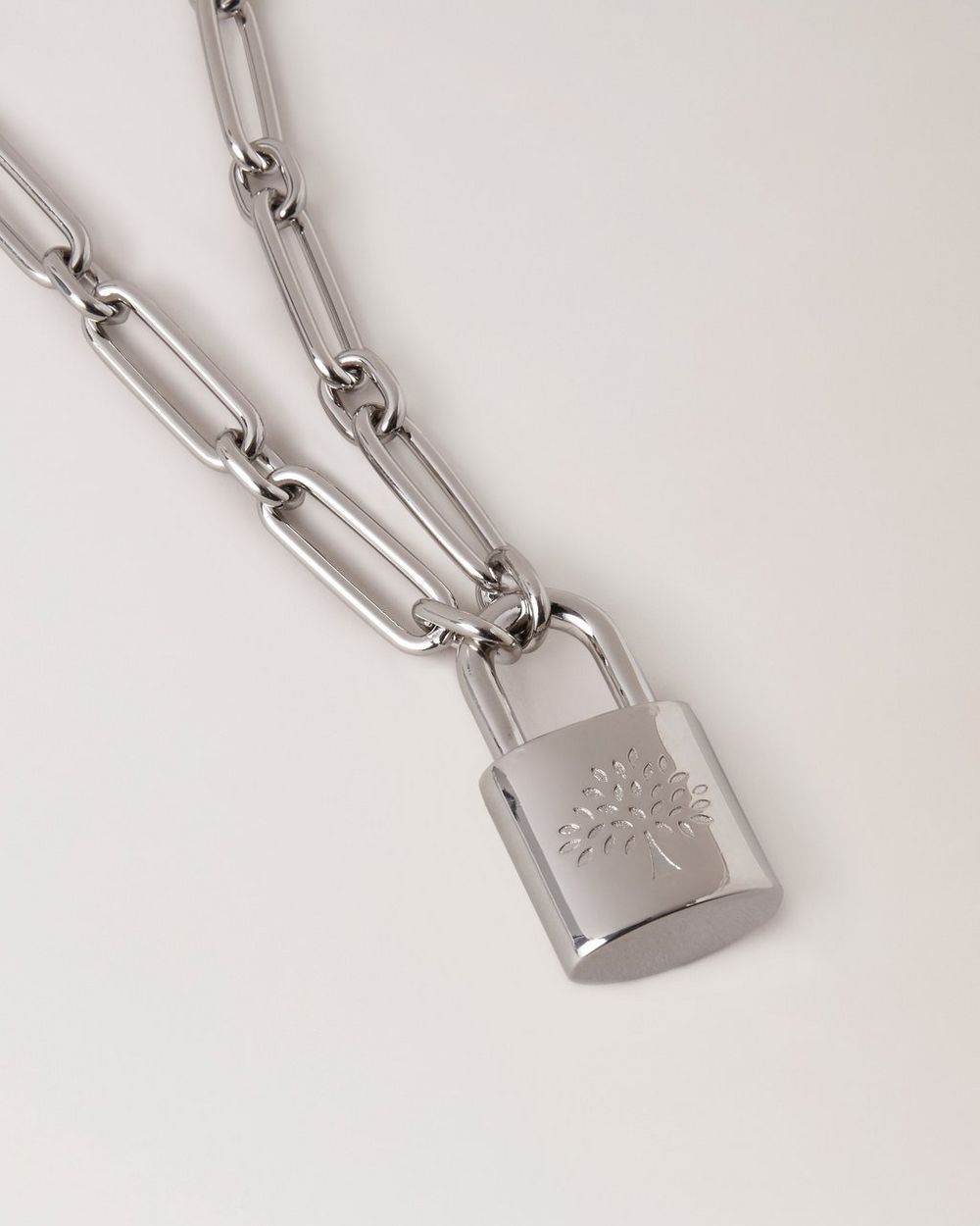 Padlock Necklace, Silver Silver Plated Brass, Women