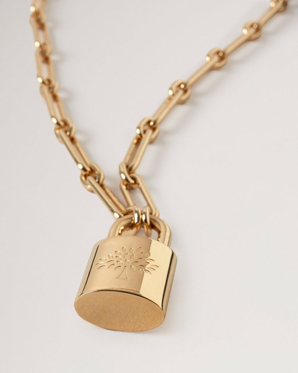 Padlock Necklace, Gold Gold Plated Brass, Women