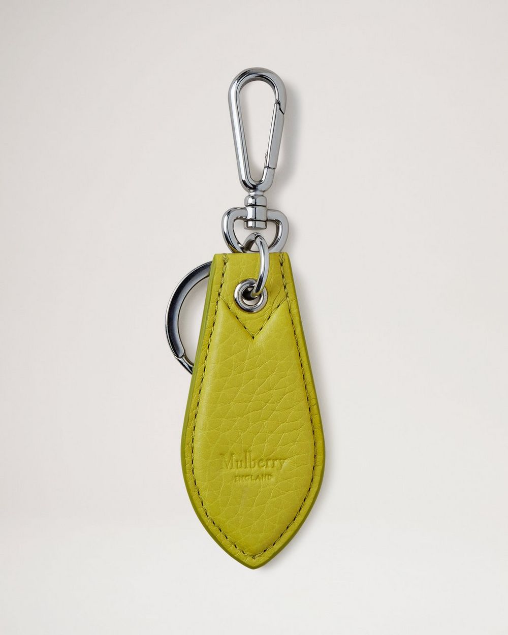 Milloo Leather Handwoven Keyring with Clip - Mustard Yellow Green