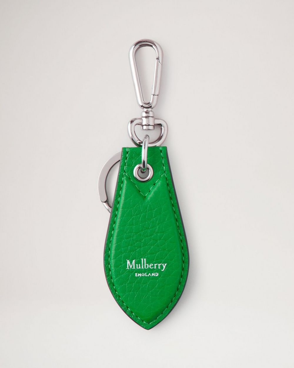 Leather Tab Keyring Lawn Green Heavy Grain Men Mulberry