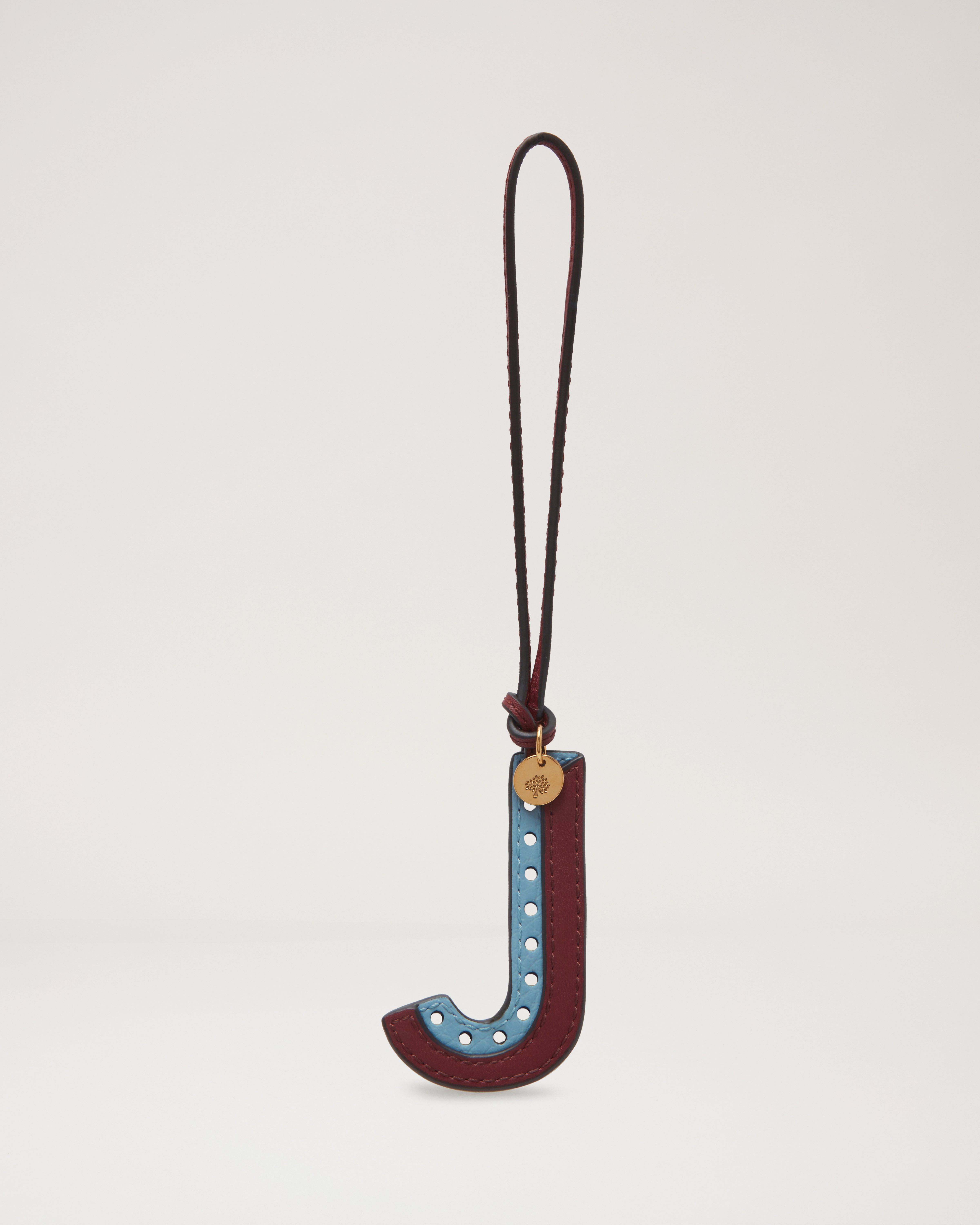 Bi-Colour Leather Keyring - J