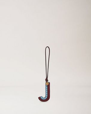 Bi-Colour Leather Keyring - J