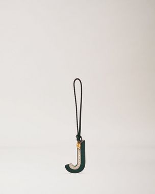 Bi-Colour Leather Keyring - J