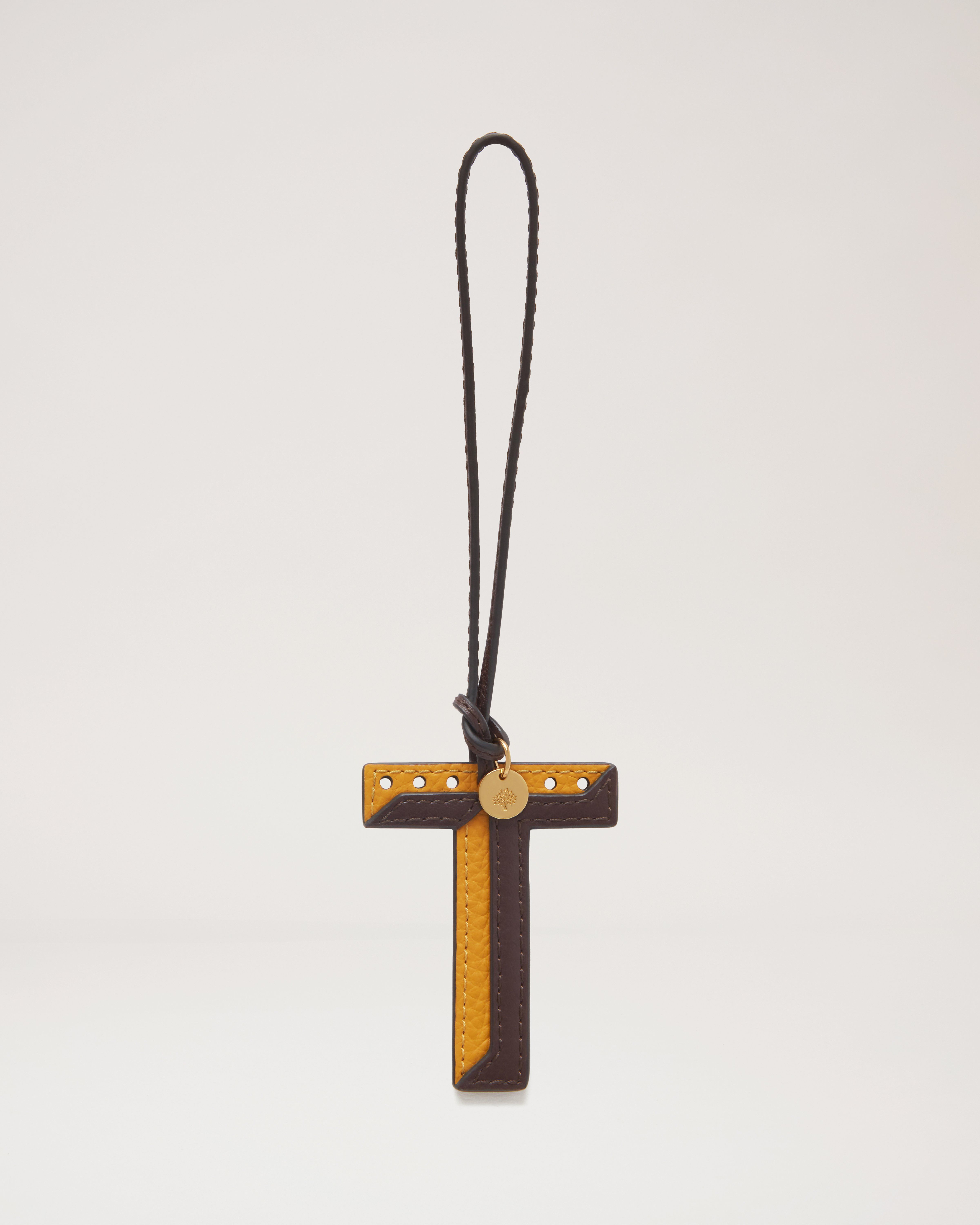 Bi-Colour Leather Keyring - T