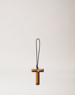 Bi-Colour Leather Keyring - T