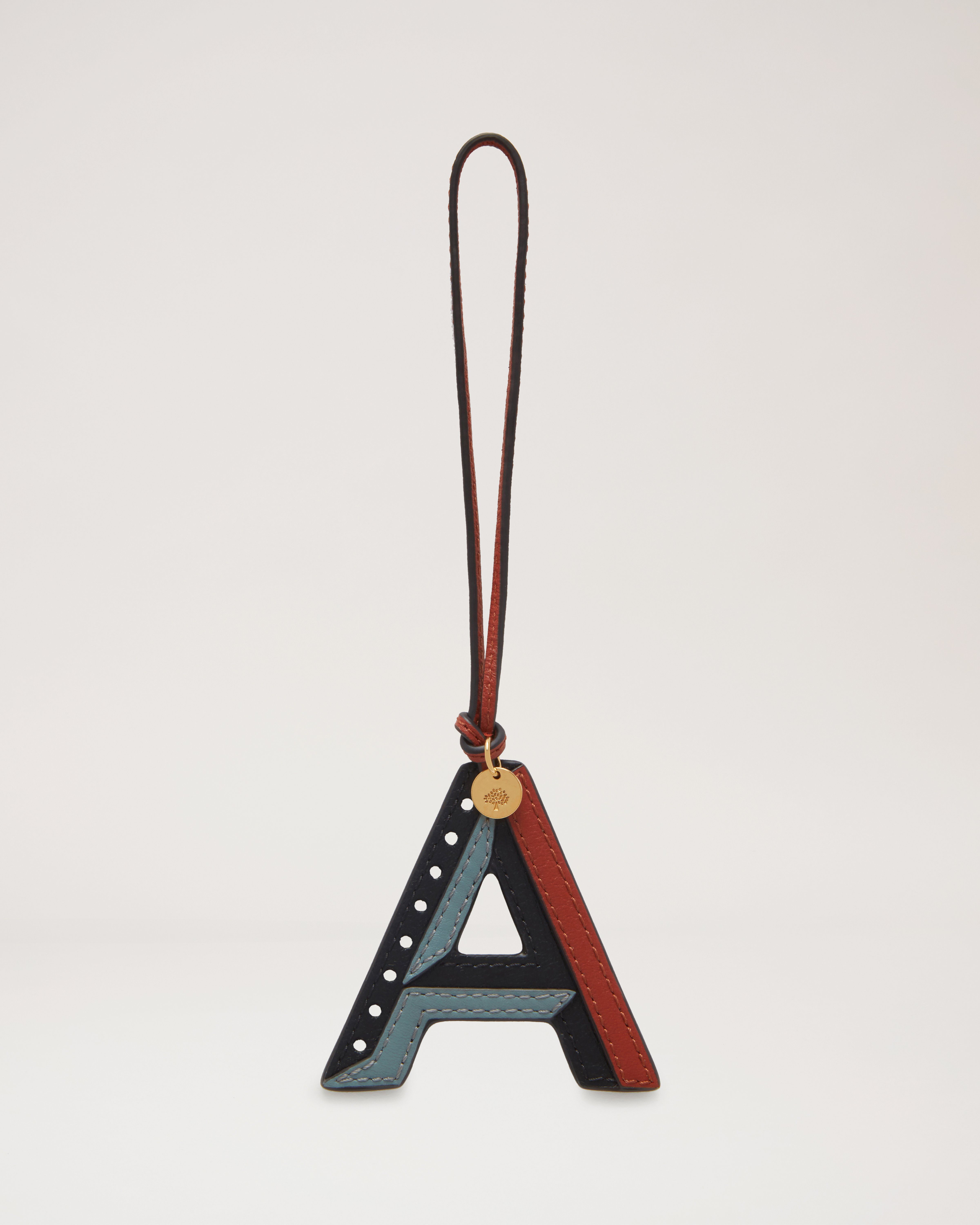 三色皮革钥匙环 - 字母 A