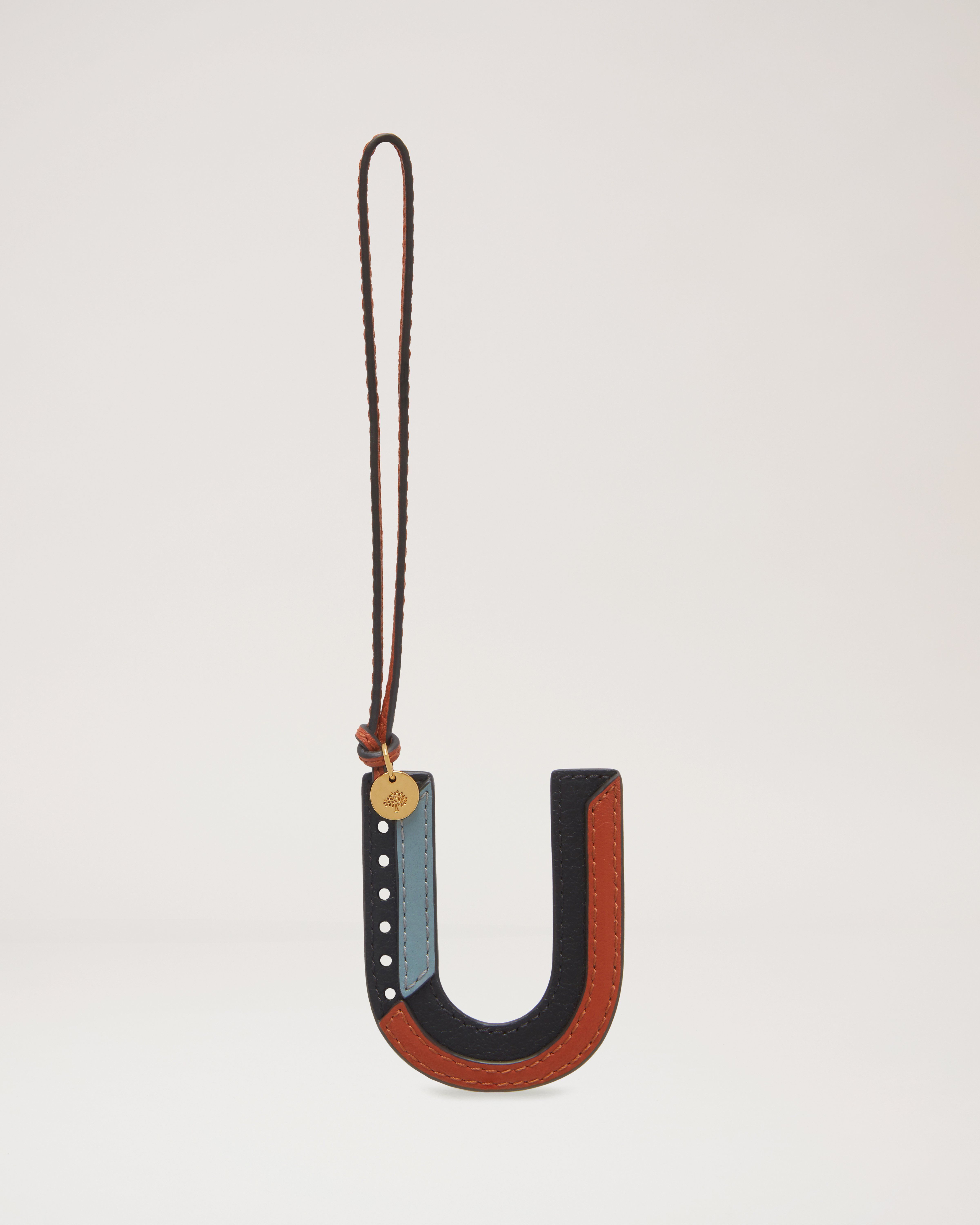 Tri-Colour Leather Keyring - U