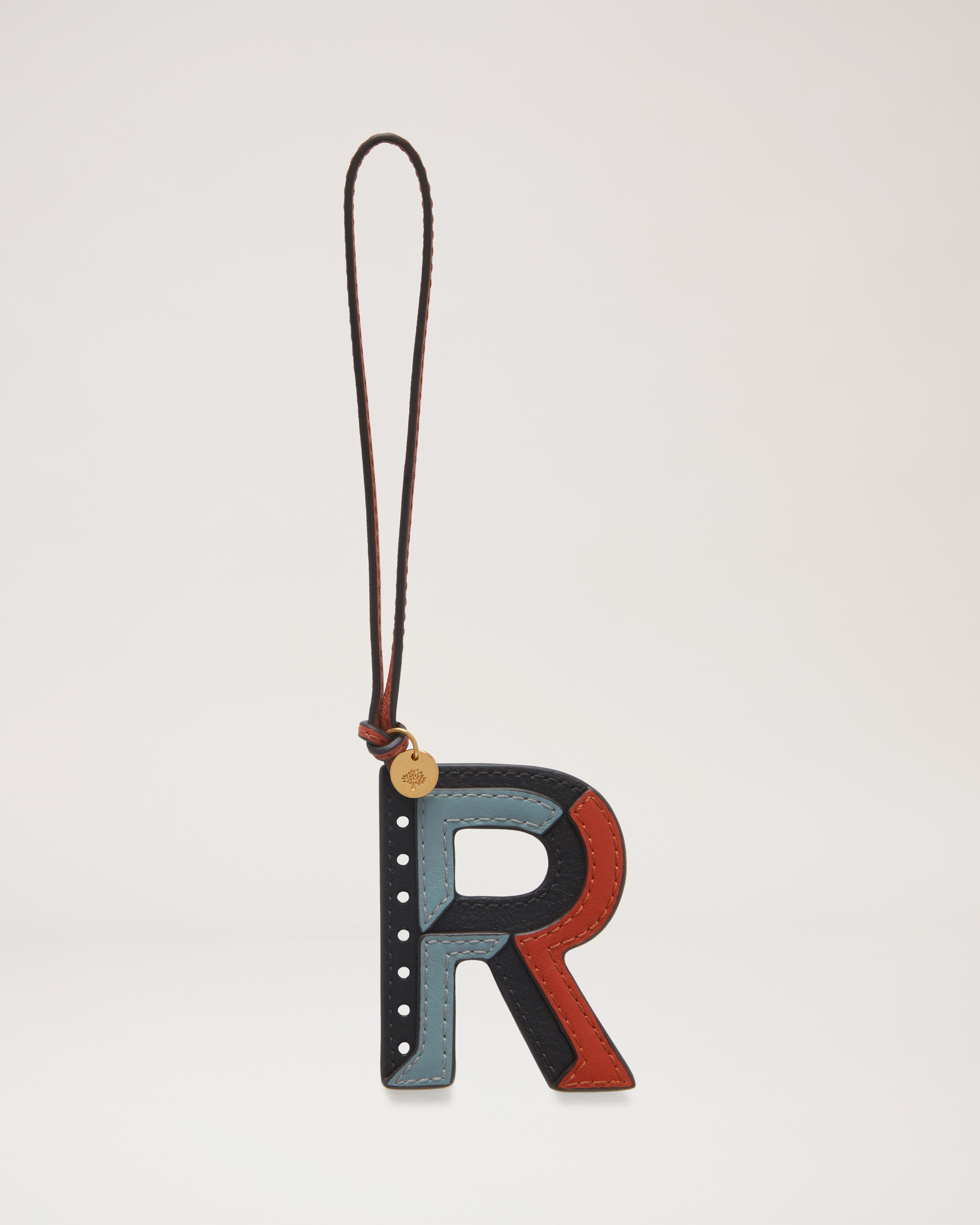 Tri-Colour Leather Keyring - R
