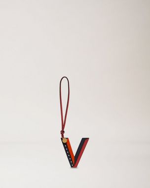 쓰리 컬러 레더 키링 - V