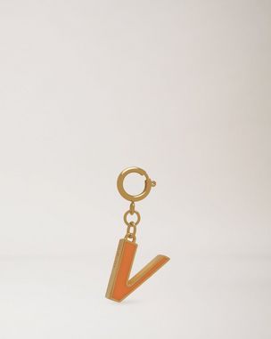 Schlüsselanhänger Q | Metall & Emaille in Orange | Personalisation |  Mulberry