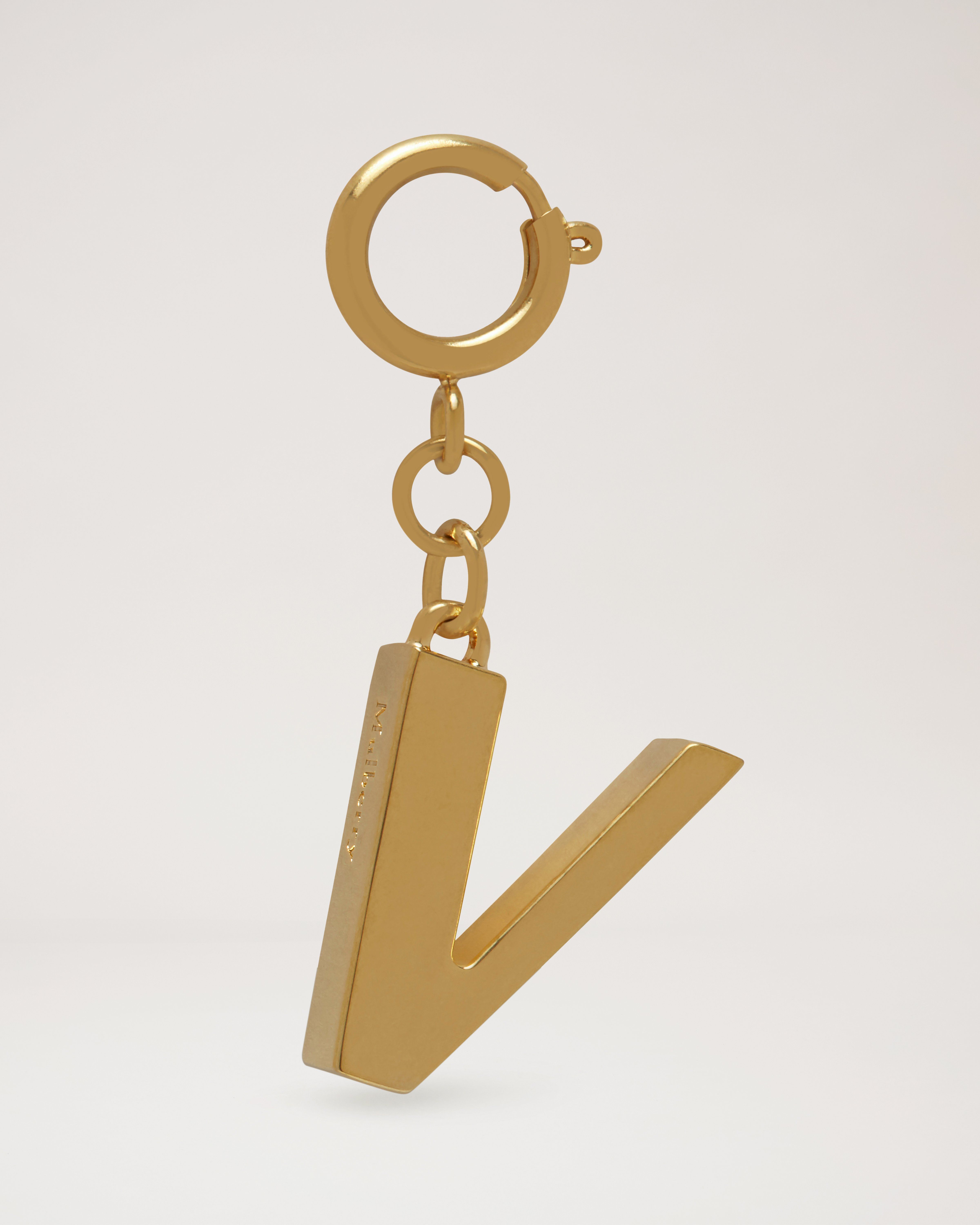 Alphabet Brass Keyring - V