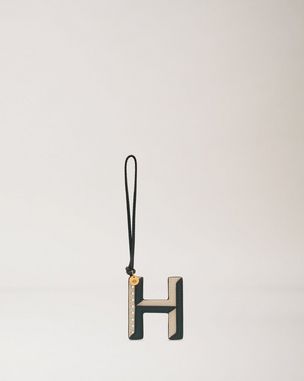 Bi-Colour Leather Keyring- H