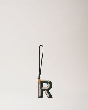 双色皮革钥匙环 - 字母 R