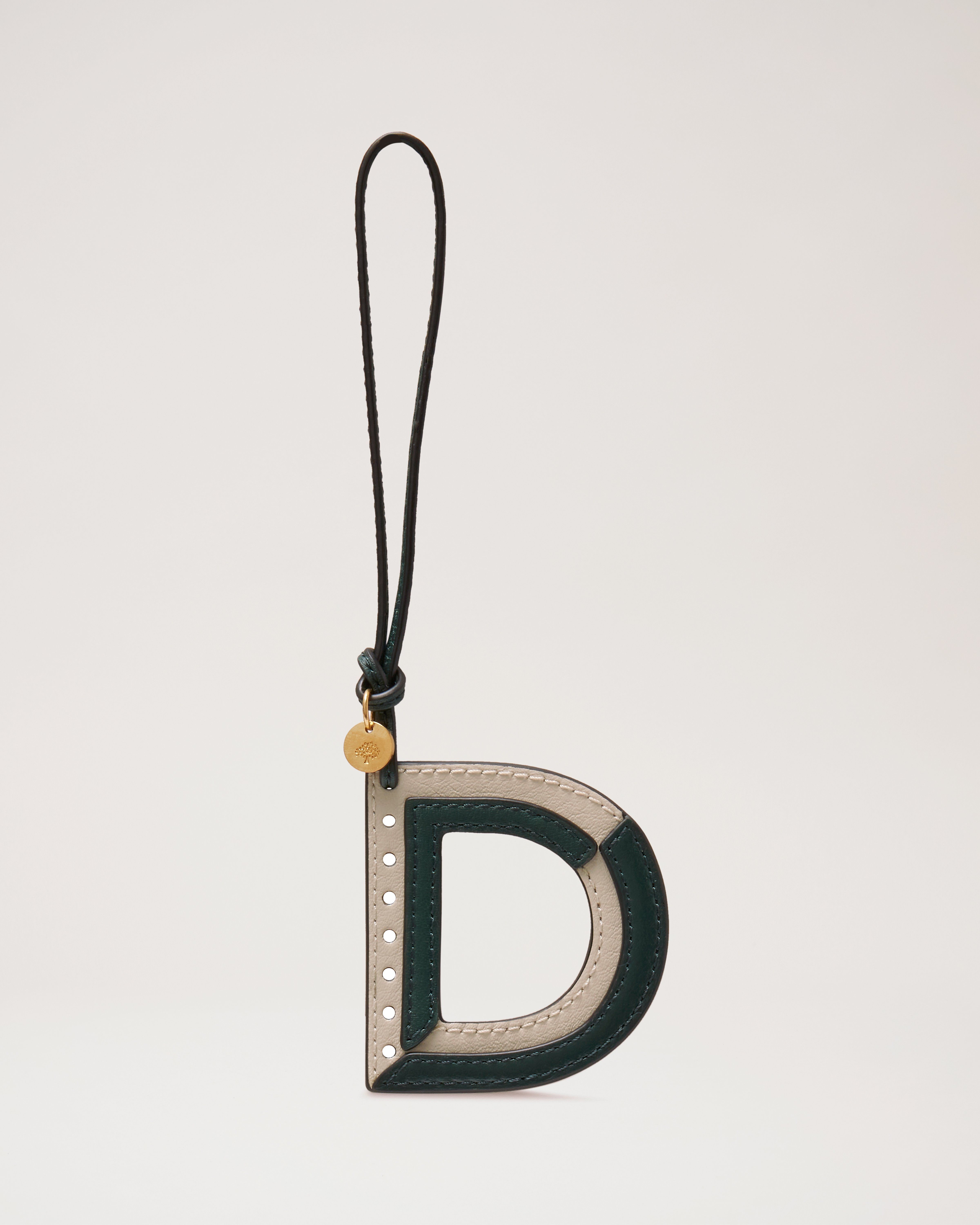 双色皮革钥匙环 - 字母 D