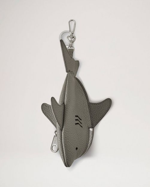 Mulberry | Shark Case Keyring | Charcoal Small Classic Grain