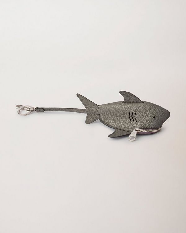 Mulberry | Shark Case Keyring | Charcoal Small Classic Grain