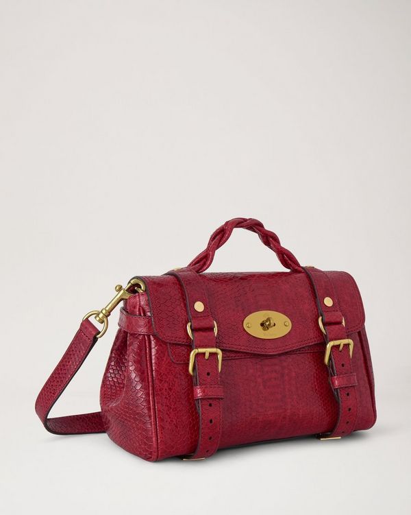 MULBERRY ミニ アレクサ パイソン ショルダーバッグ 2way Mulberry | Mini Alexa | Apple Red Waxed Snake Print | Women