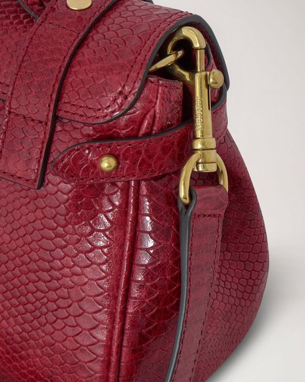 Mulberry | Mini Alexa | Apple Red Waxed Snake Print | Women