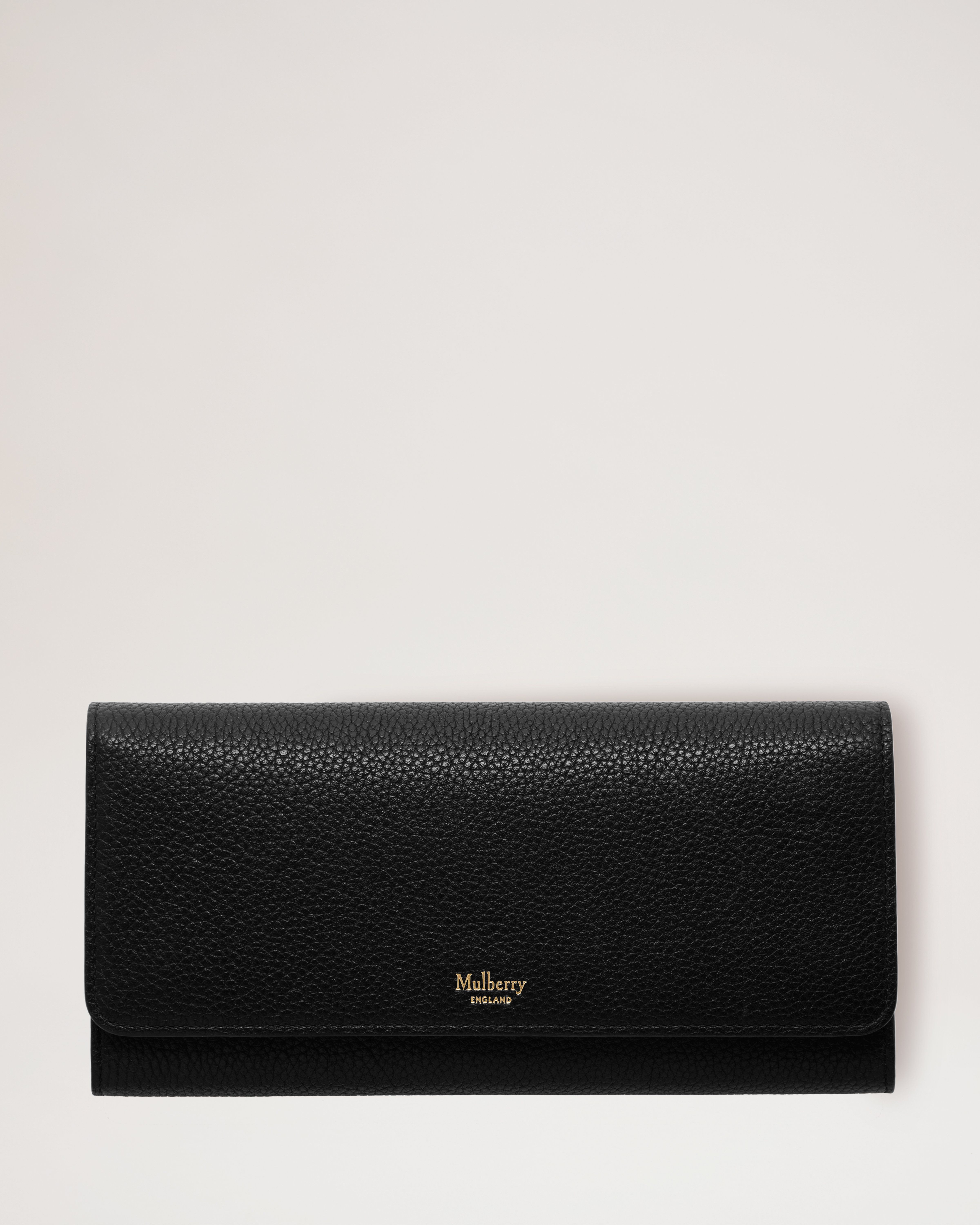 Continental Wallet Black Small Classic Grain Women Mulberry