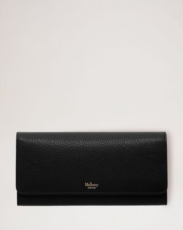 Continental Wallet Black Small Classic Grain Women Mulberry