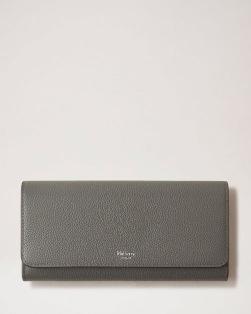 Charcoal Check and Leather Continental Wallet - Men