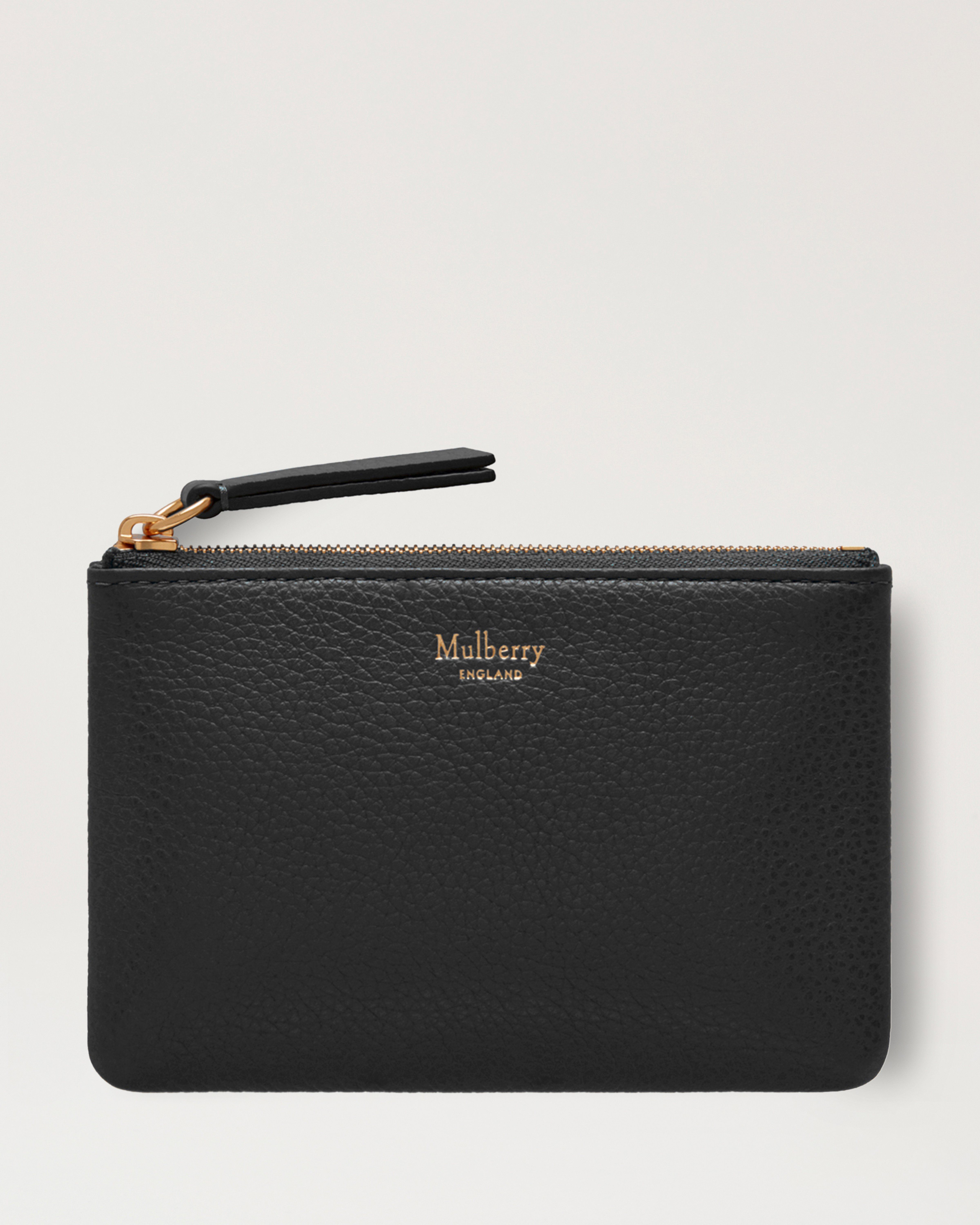 Small Zip Coin Pouch Black Small Classic Grain Women Mulberry