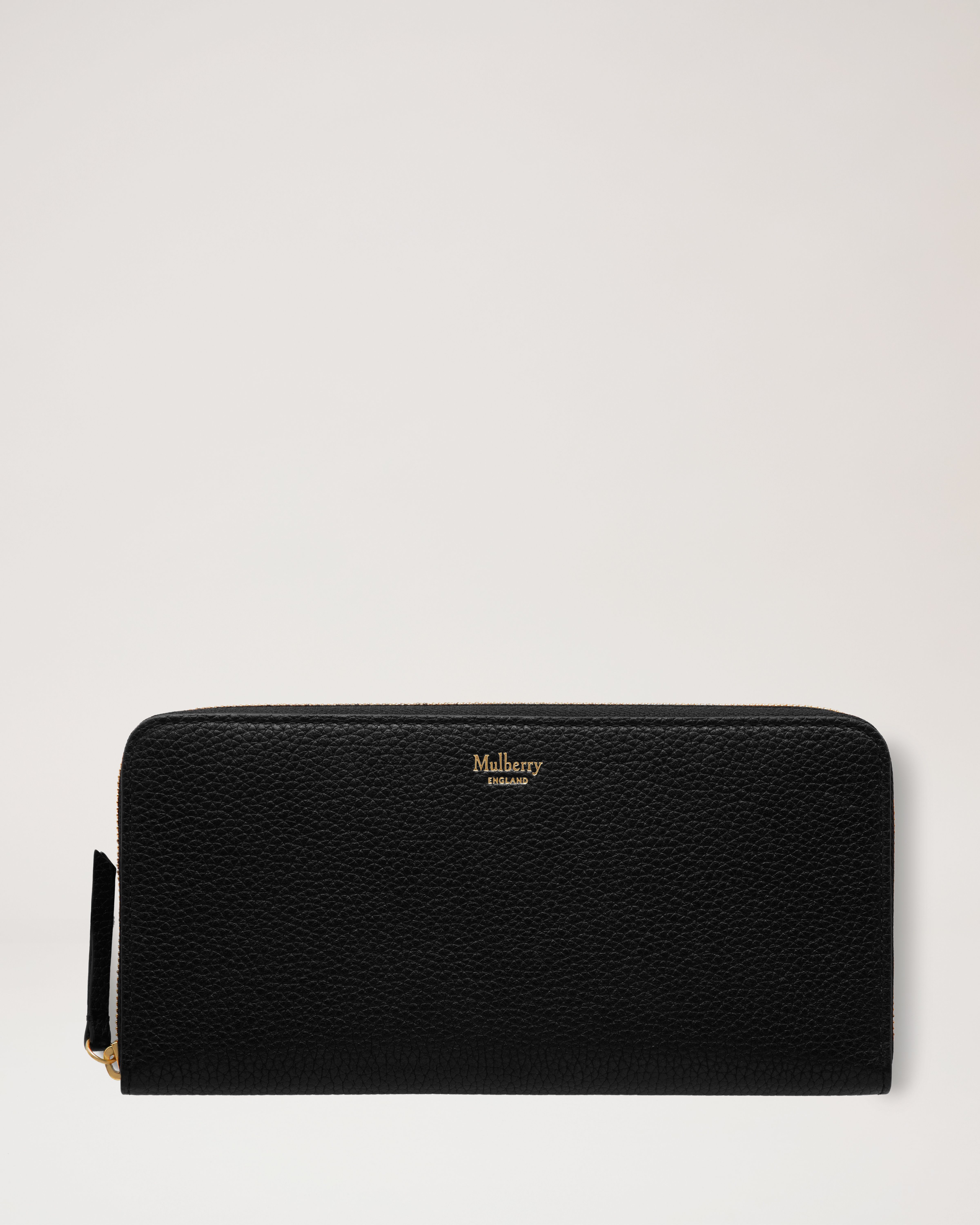 8 Card Zip Around Wallet | Black Small Classic Grain | Women | Mulberry