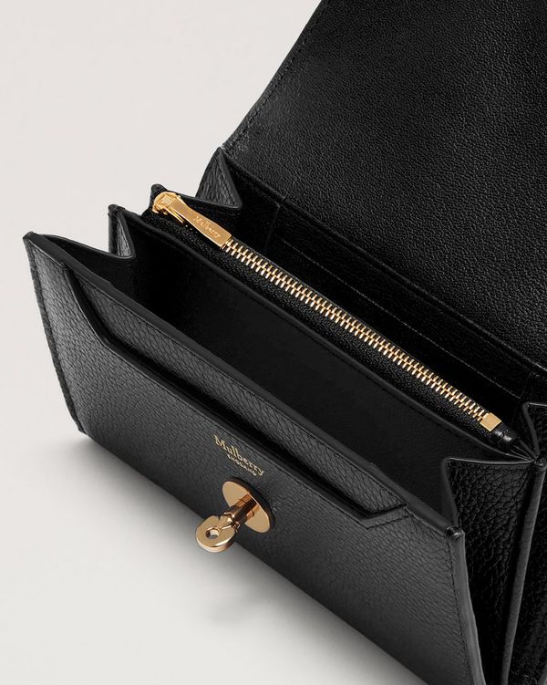 Medium Darley Wallet | Black Small Classic Grain | Women | Mulberry