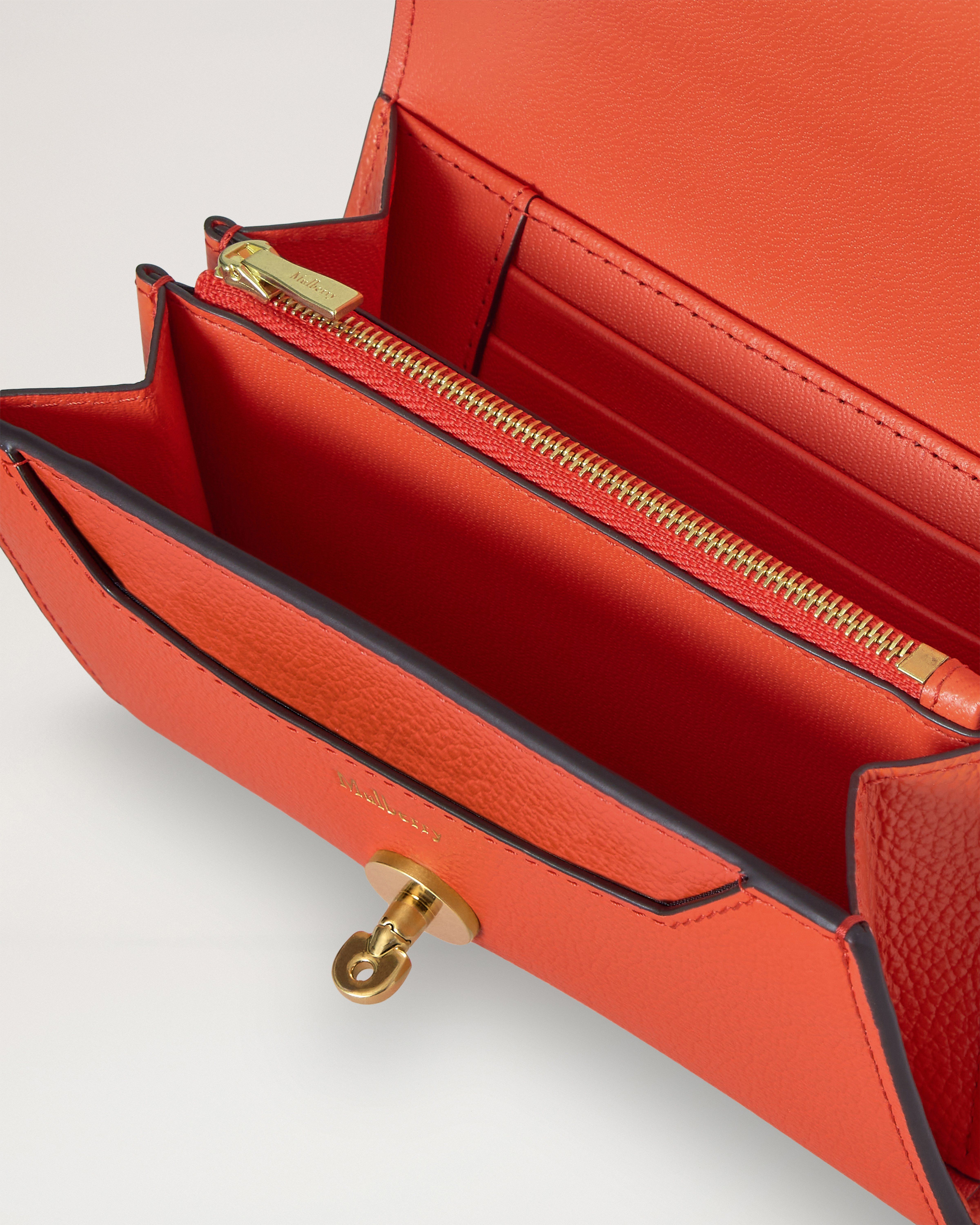 Mulberry | Medium Darley Wallet | Coral Orange Small Classic Grain