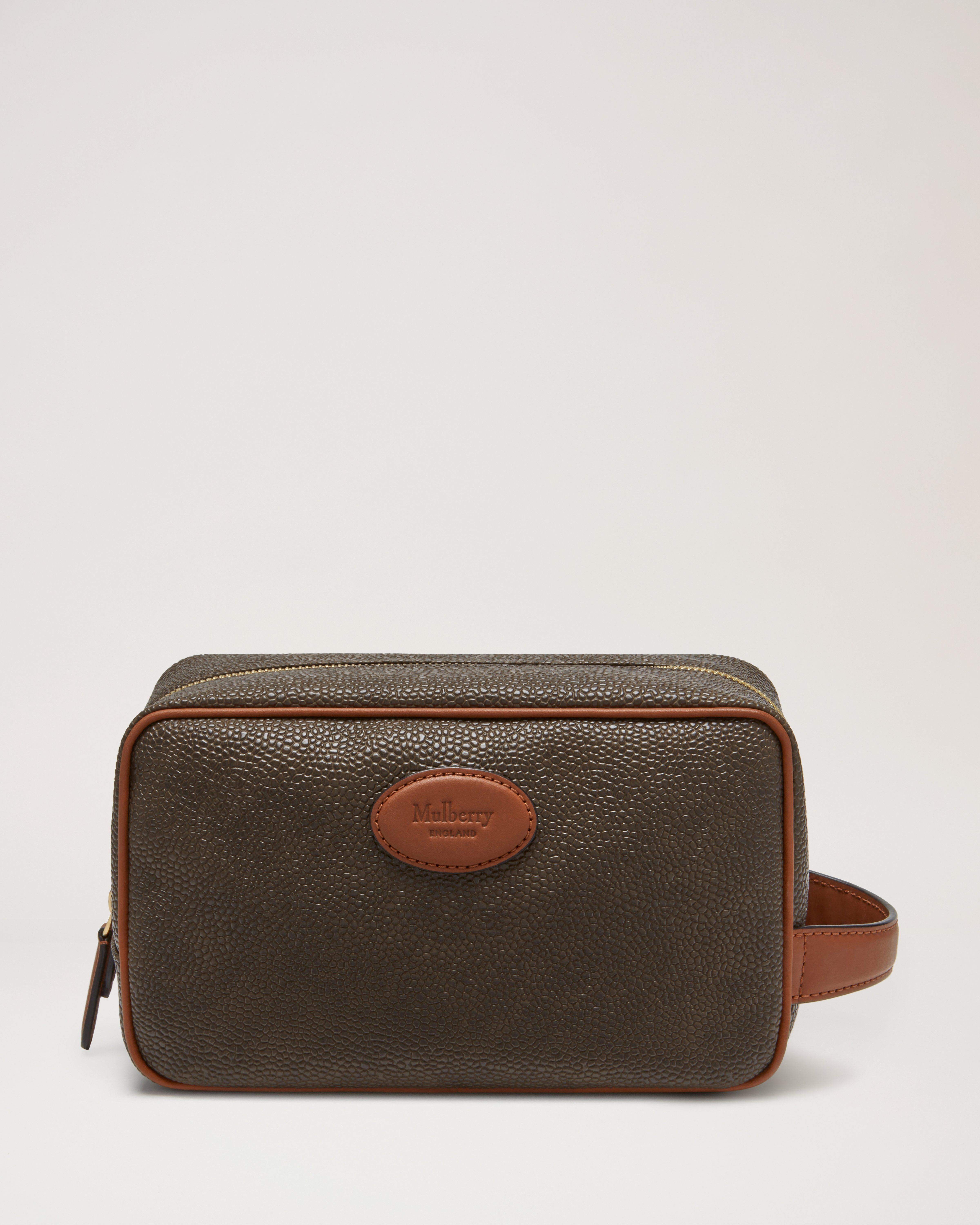 MULBERRY VINTAGE BRIEFCASE/MESSENGER BAG, mole scotchgrain with cognac  leather trims and top handle, buckle to the front, fabric lining,  detachable and adjustable canvas strap, 38cm x 29cm H x 7cm.