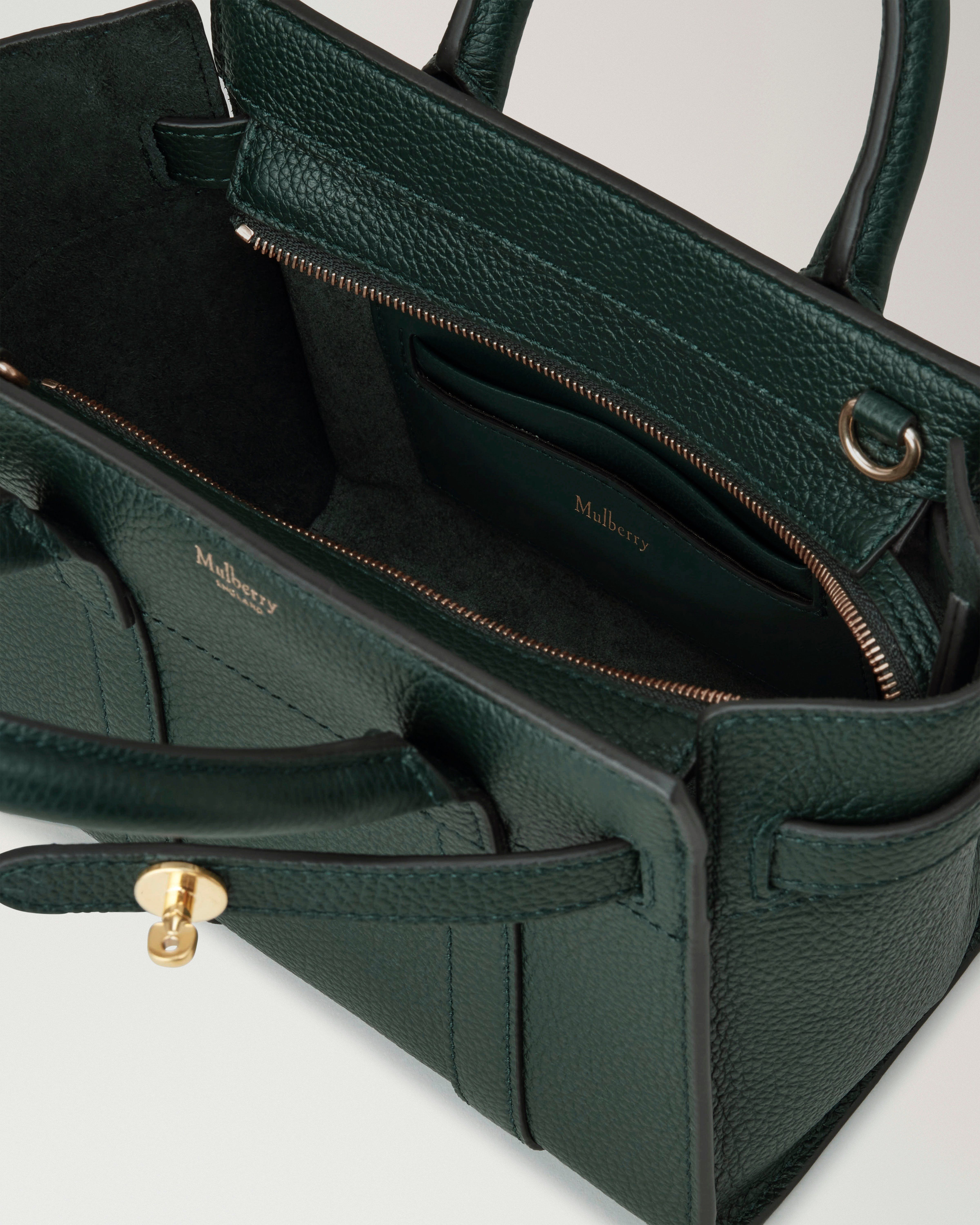 Micro Zipped Bayswater | Mulberry Green Small Classic Grain | Women ...