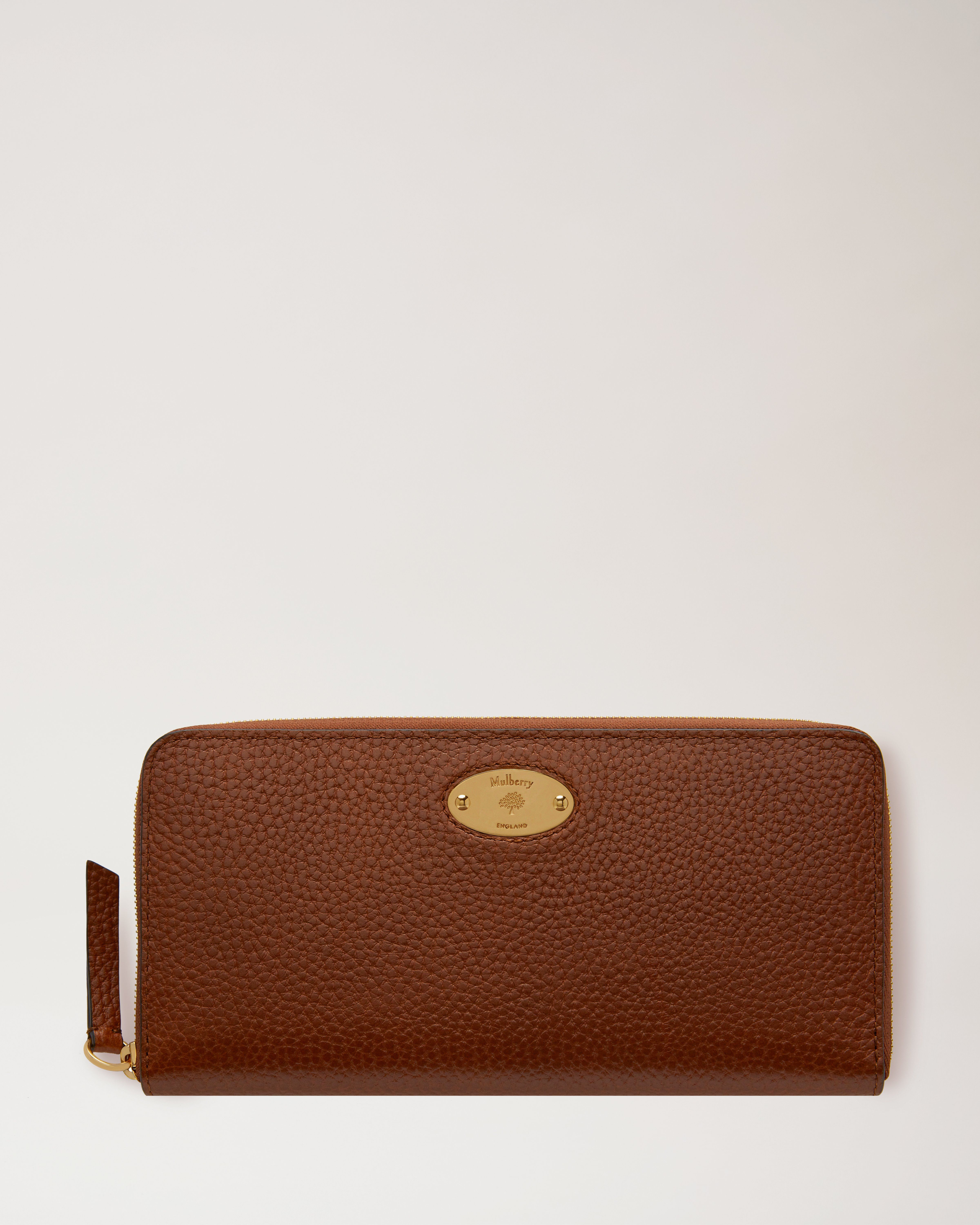 Mulberry Plaque 8 Credit Card Zip Purse | Oak Natural Grain Leather ...