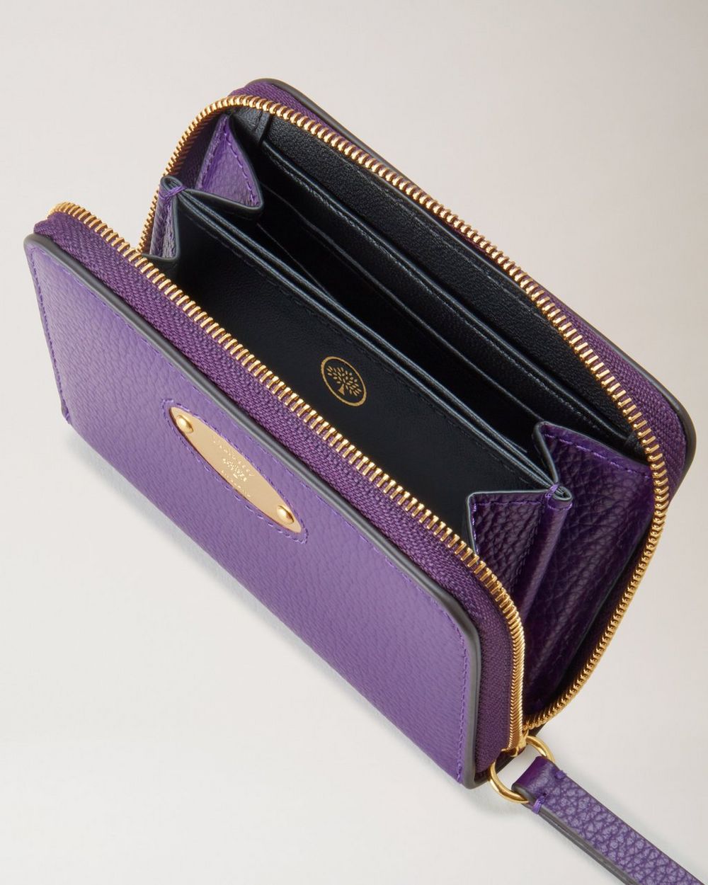 Mulberry Plaque Small Zip Around Purse Amethyst Small Classic Grain