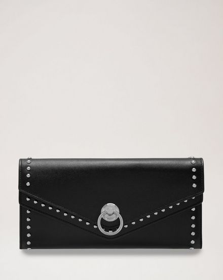 Harlow Long Wallet | Black Shiny Calf with Rivets | Harlow | Mulberry