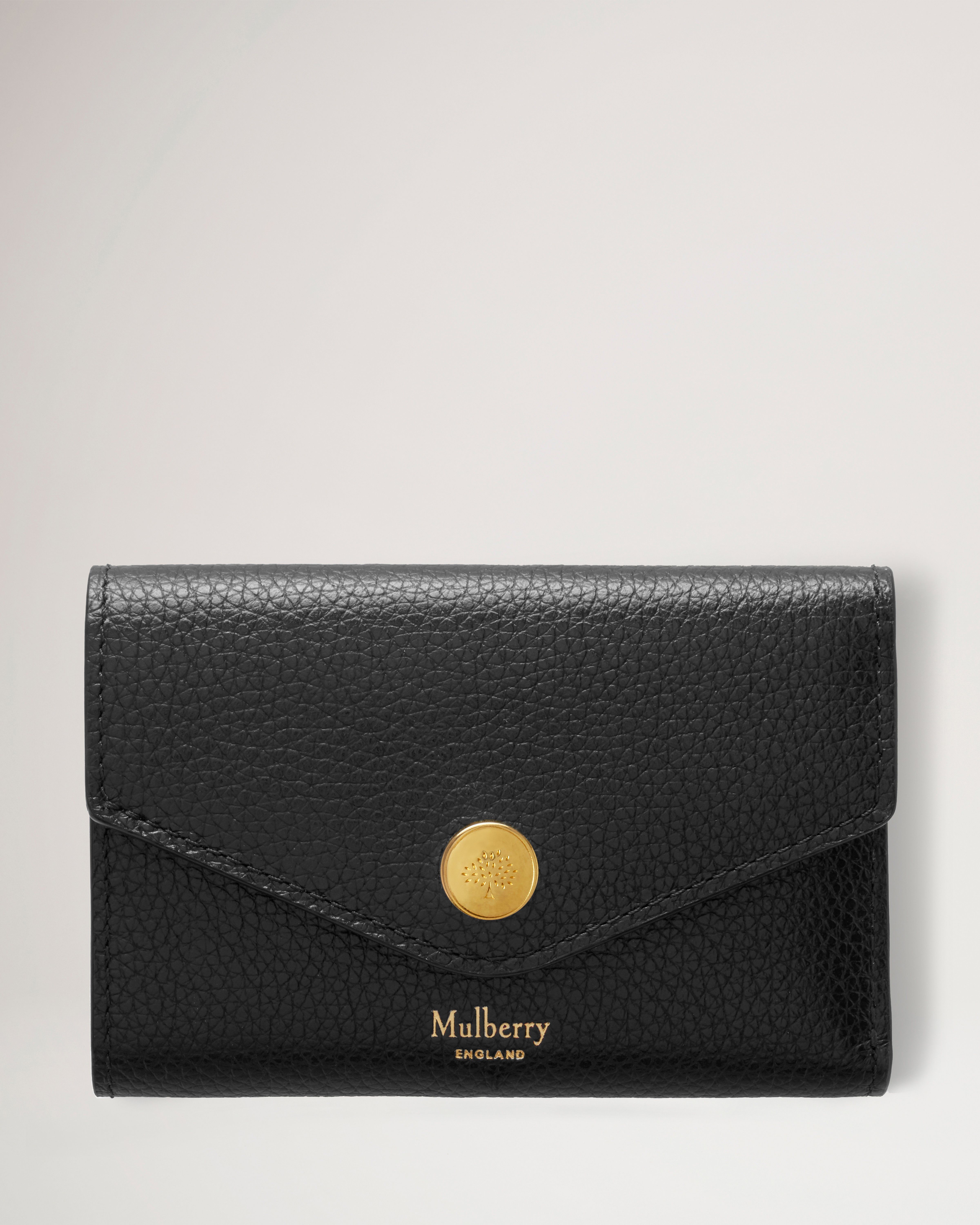 Compact business wallet in tumbled leather, black