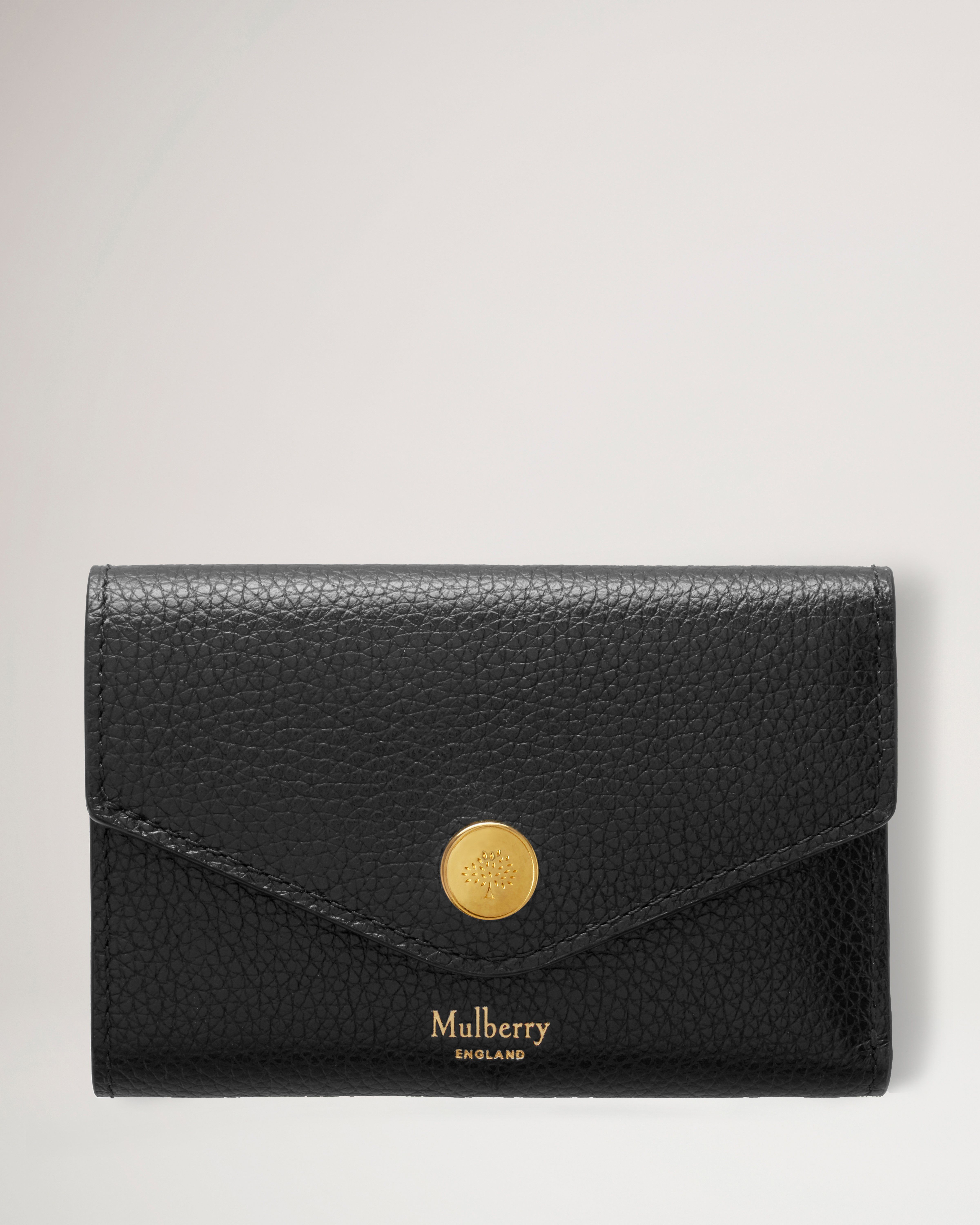 Folded Multi-Card Wallet | Black Small Classic Grain | Women | Mulberry