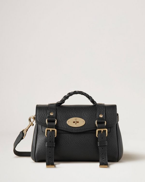 Mini Alexa Black Heavy Grain Mini Micro Bags Mulberry