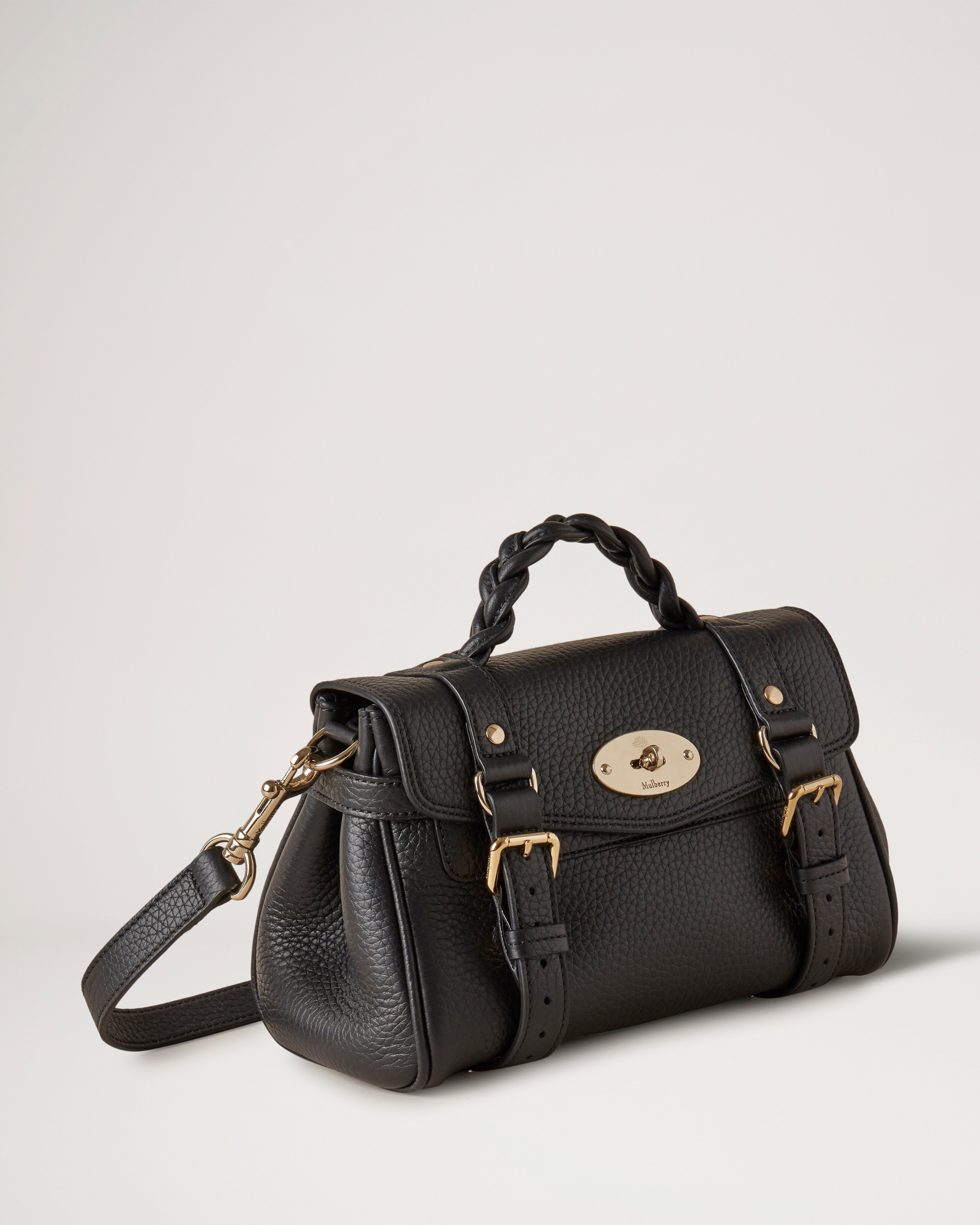 Mini Alexa Black Heavy Grain Mini Micro Bags Mulberry