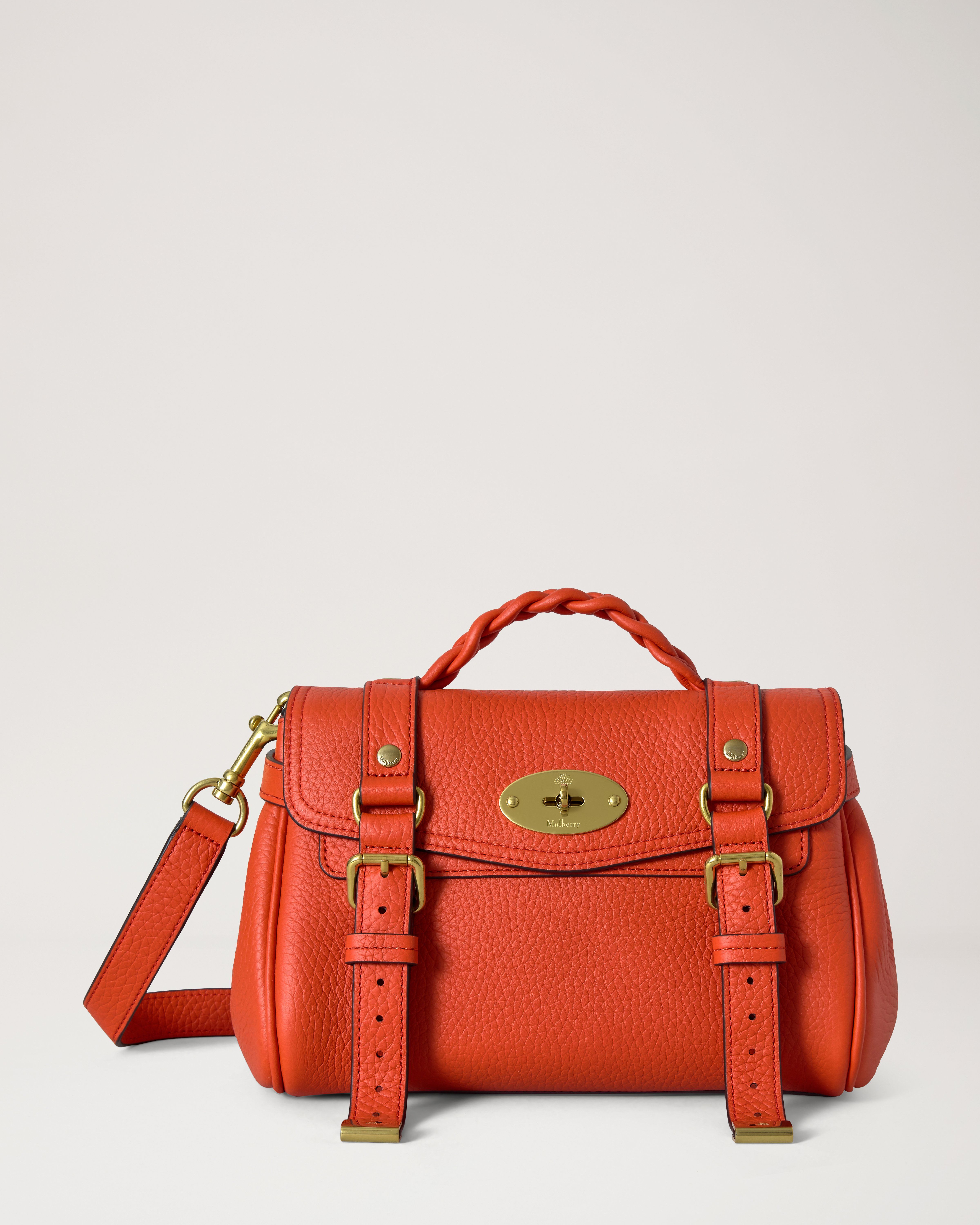 Mulberry | Mini Alexa | Coral Orange Heavy Grain | Women