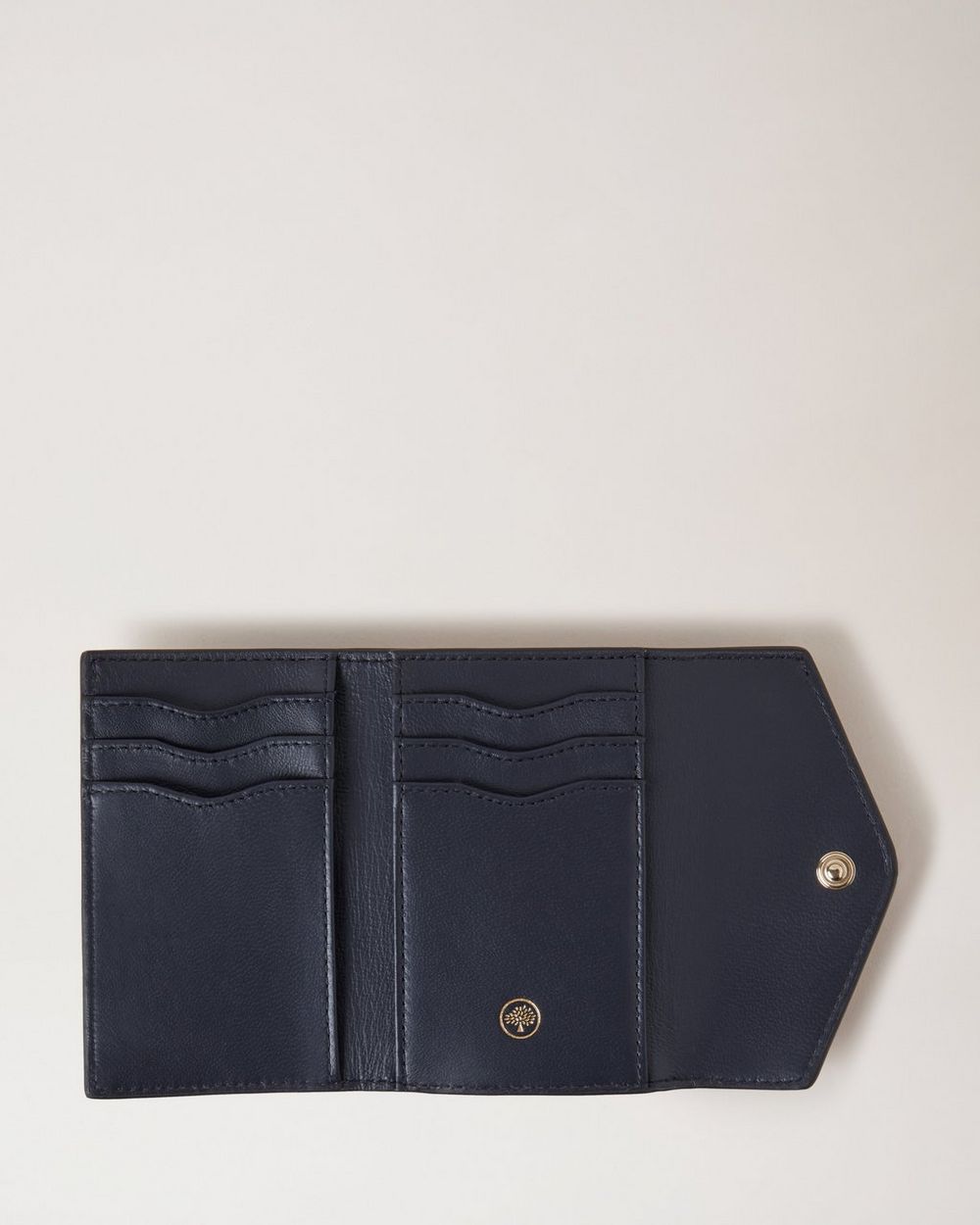 Folded Multi-Card Wallet Pewter Metallic Calf Nappa