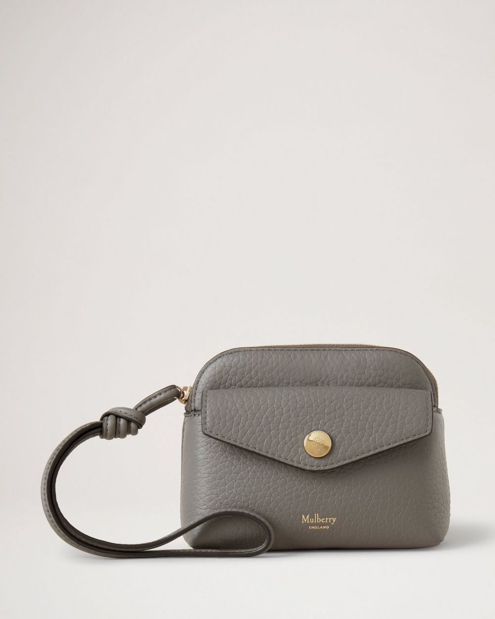 Press Stud Pouch Charcoal Heavy Grain Women Mulberry